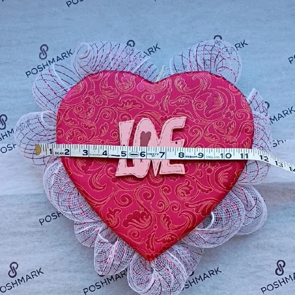 Red Heart Love Wreath Decor Handcrafted
